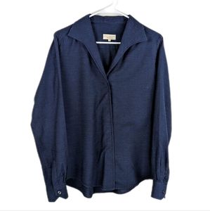SARAH ALEXANDRA Navy Blue Cotton Collared Button Up Shirt, Size 6